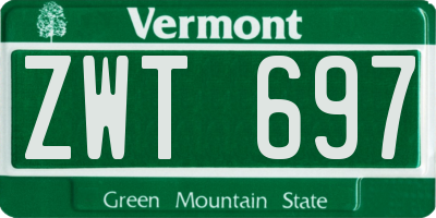 VT license plate ZWT697
