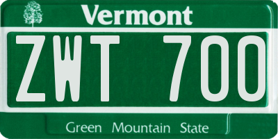 VT license plate ZWT700