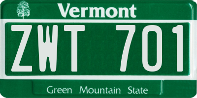 VT license plate ZWT701
