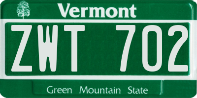 VT license plate ZWT702