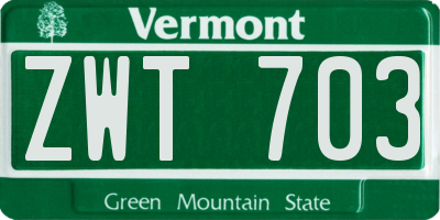 VT license plate ZWT703