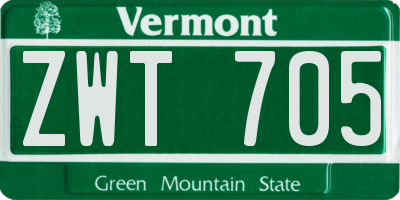 VT license plate ZWT705