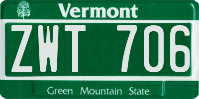VT license plate ZWT706
