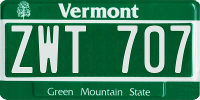 VT license plate ZWT707