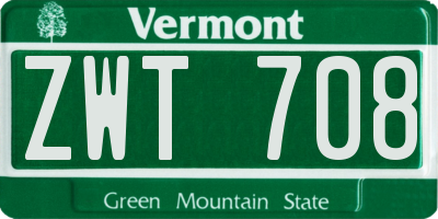 VT license plate ZWT708
