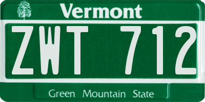 VT license plate ZWT712