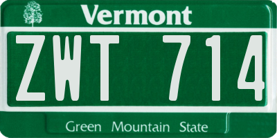 VT license plate ZWT714