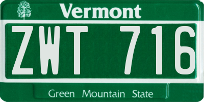 VT license plate ZWT716