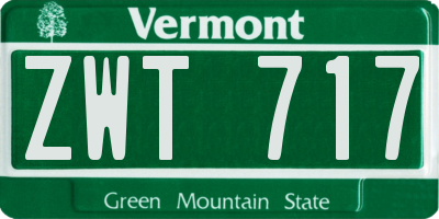 VT license plate ZWT717