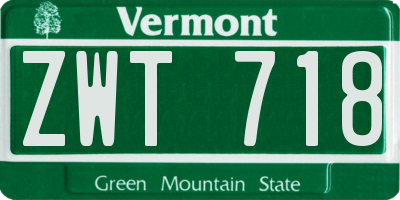 VT license plate ZWT718