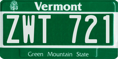 VT license plate ZWT721