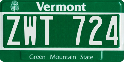 VT license plate ZWT724