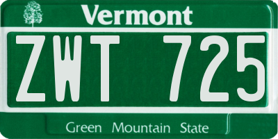 VT license plate ZWT725