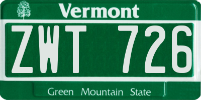 VT license plate ZWT726