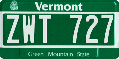 VT license plate ZWT727