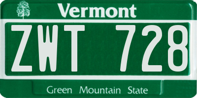 VT license plate ZWT728