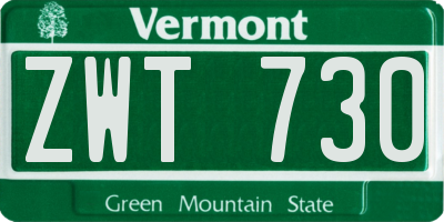 VT license plate ZWT730