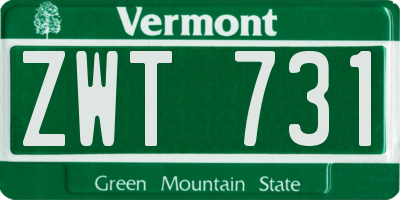 VT license plate ZWT731