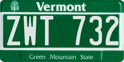VT license plate ZWT732