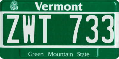 VT license plate ZWT733