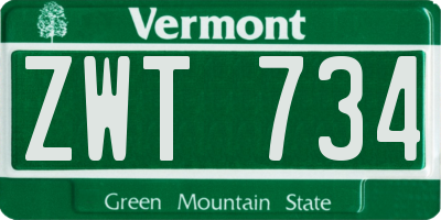VT license plate ZWT734