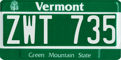 VT license plate ZWT735
