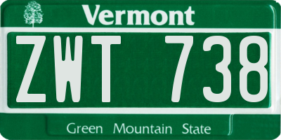 VT license plate ZWT738