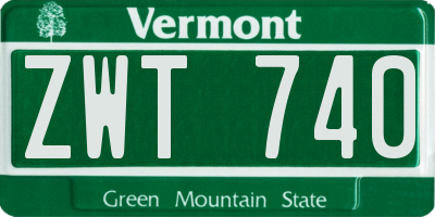 VT license plate ZWT740