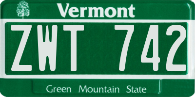 VT license plate ZWT742