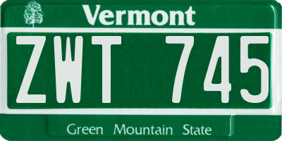 VT license plate ZWT745