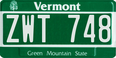 VT license plate ZWT748