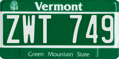 VT license plate ZWT749