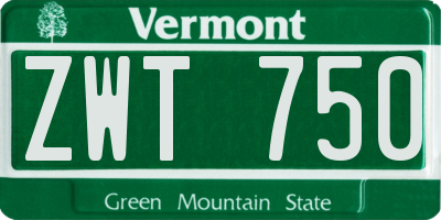 VT license plate ZWT750