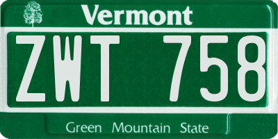 VT license plate ZWT758