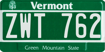 VT license plate ZWT762