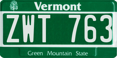 VT license plate ZWT763