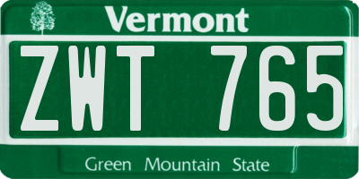VT license plate ZWT765