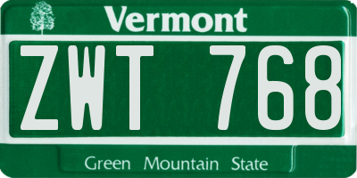 VT license plate ZWT768