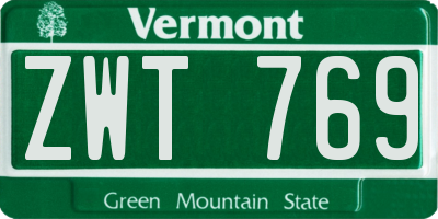 VT license plate ZWT769