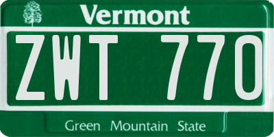 VT license plate ZWT770