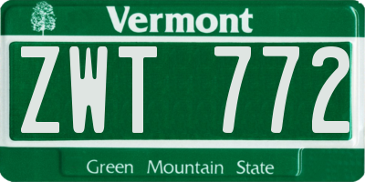 VT license plate ZWT772