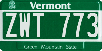VT license plate ZWT773