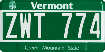 VT license plate ZWT774