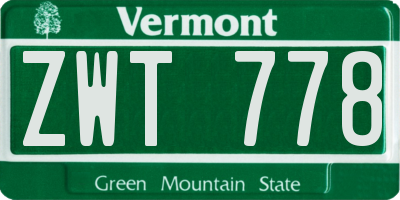 VT license plate ZWT778