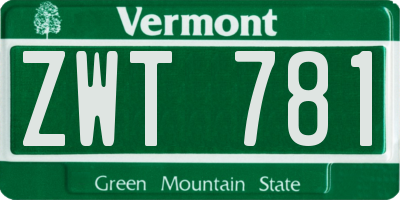 VT license plate ZWT781