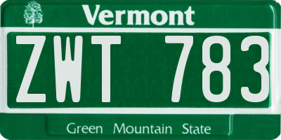 VT license plate ZWT783