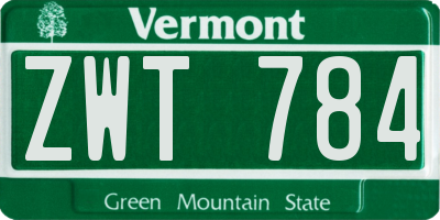 VT license plate ZWT784