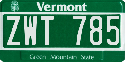 VT license plate ZWT785