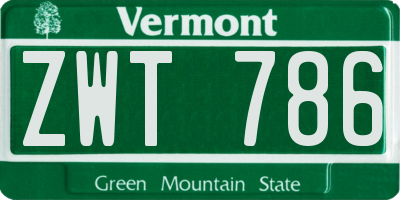 VT license plate ZWT786