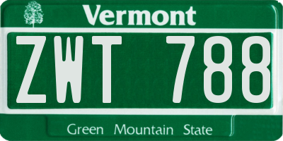 VT license plate ZWT788